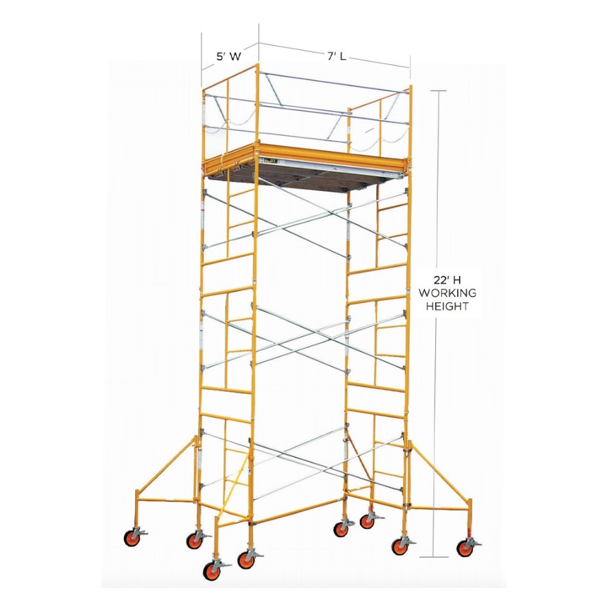 3-Story Rolling Scaffold Tower with 1000 lbs. Load Capacity